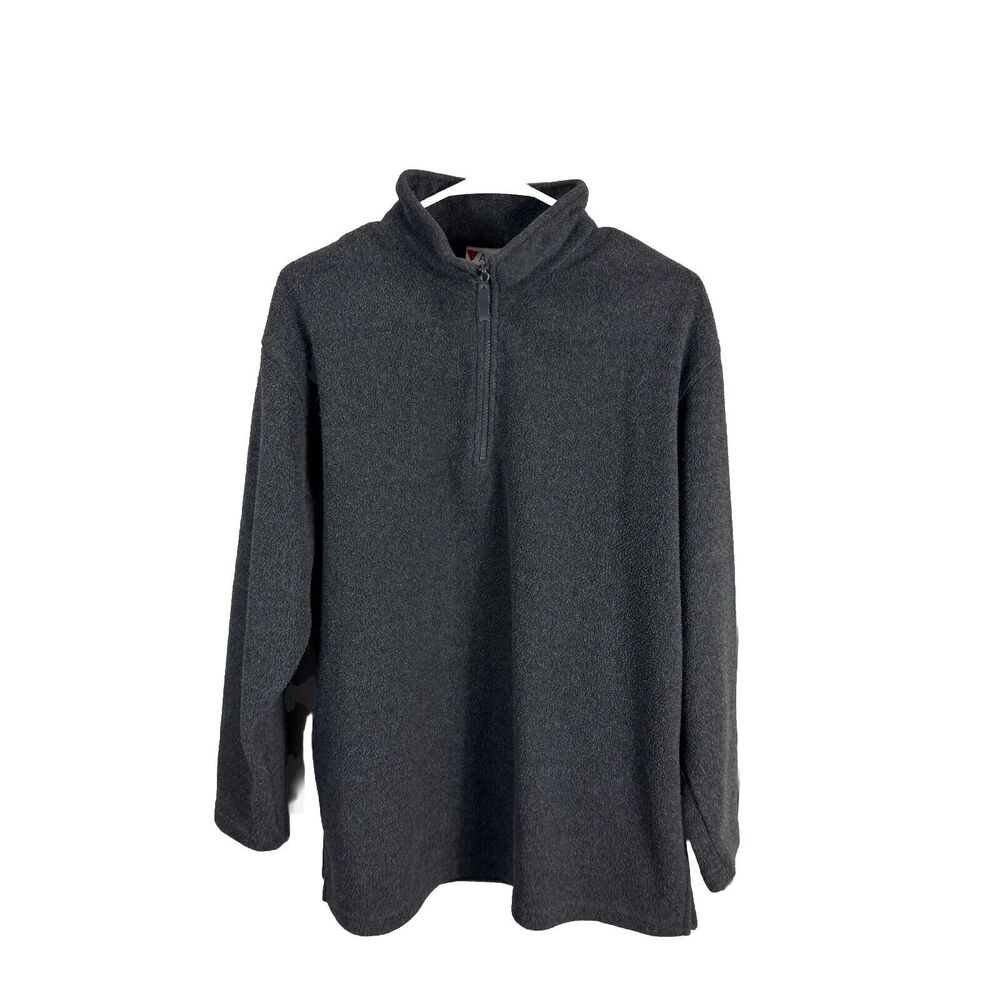 Lavon Size Large Full Fleece Gray Long Sleeve Athletic Half Zip EUC